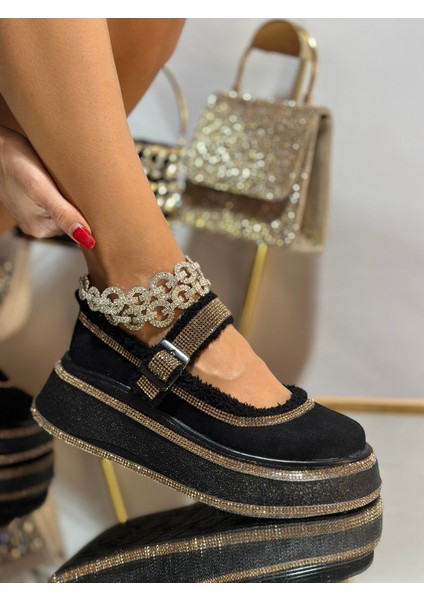Dors Kristal Taşlı Süet Loafer Siyah modelleri