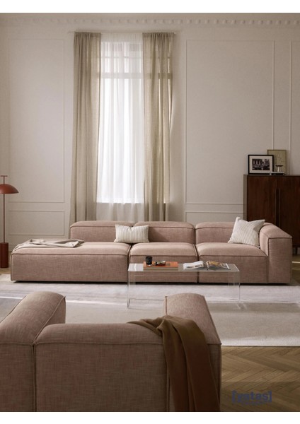 Most Mollis Pro 3 Modül Sol Kanepe 09 Bej Keten Kumaş Yataş Sünger(Evinize Teslim)