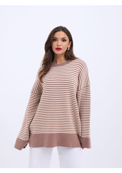 42481 Fame Triko Çizgili Salaş