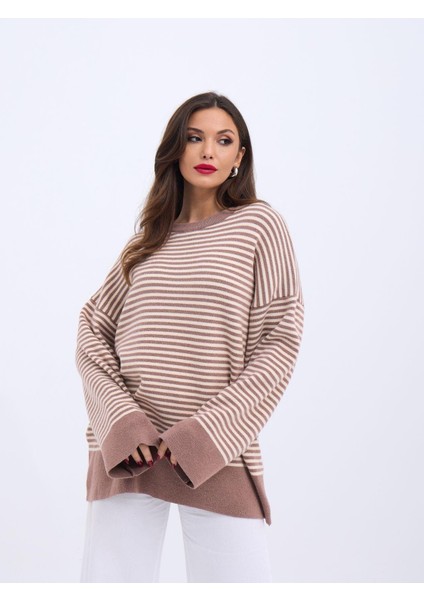 42481 Fame Triko Çizgili Salaş modelleri