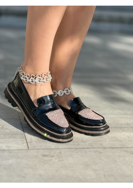 Newal Kristal Taşlı Loafer Gold modelleri