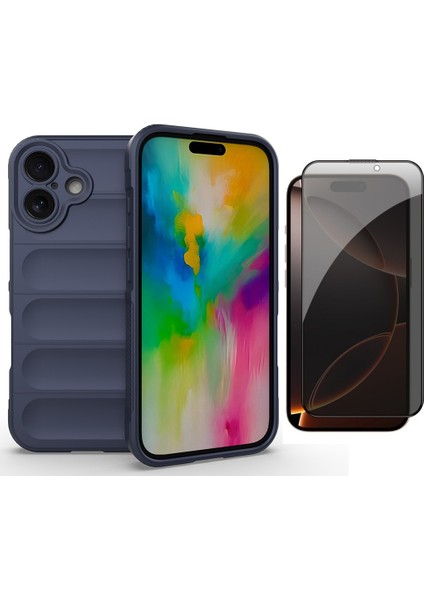 Apple iPhone 16 Kılıf Esnek TPU Oyuklu Arka Yüzey Tasarımlı Zore Etnik Silikon Kapak + Hayalet Ekran Koruyucu