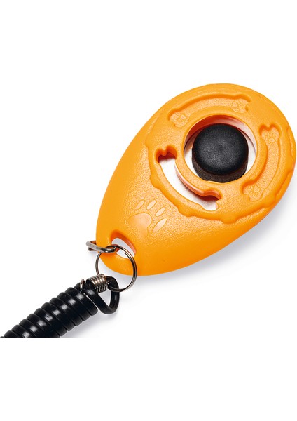 Köpek Eğitim Klikırı, Karabina ve Bağlama Kordonlu, Turuncu, 6X4X1,7CM fiyatları