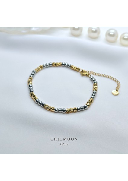 Çelik Altın Rengi Dorika Boncuklu Bileklik fiyatları