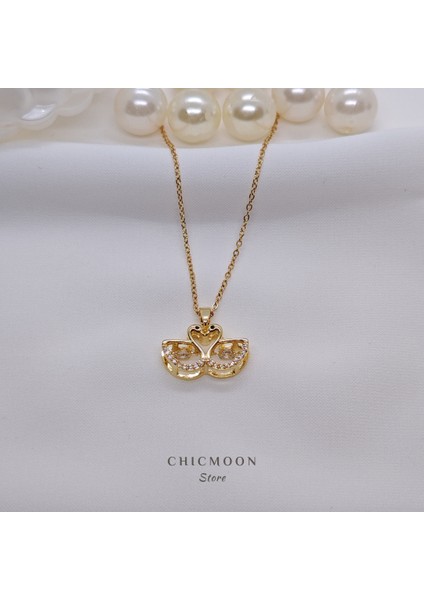 Çelik Altın Rengi Kuğu Kolye fiyatları