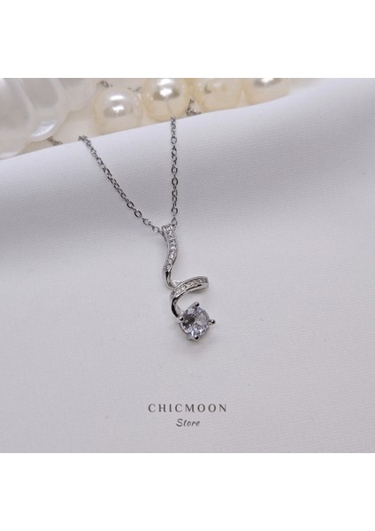 Çelik Altın Rengi Tektaşlı Sarmal Kolye fiyatları