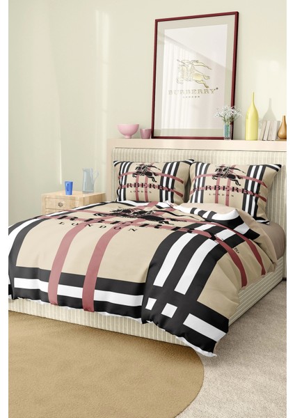 Marka Nevresim Takımı Çift Kişilik Pamuklu Saten Kumaş 6 Parça 3D Dijital Baskı Duvet Cover Set Model No:12