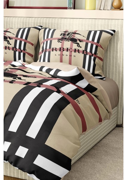 Marka Nevresim Takımı Çift Kişilik Pamuklu Saten Kumaş 6 Parça 3D Dijital Baskı Duvet Cover Set Model No:12