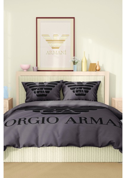 Marka Nevresim Takımı Çift Kişilik Pamuklu Saten Kumaş 6 Parça 3D Dijital Baskı Duvet Cover Set Model No:1