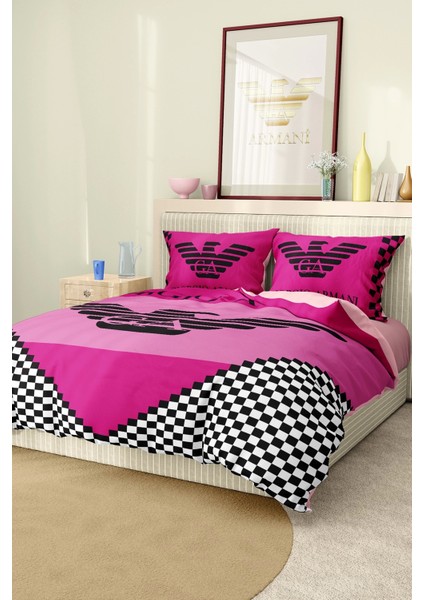 Marka Nevresim Takımı Çift Kişilik Pamuklu Saten Kumaş 6 Parça 3D Dijital Baskı Duvet Cover Set Model No:5
