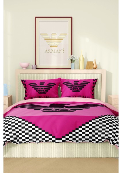 Marka Nevresim Takımı Çift Kişilik Pamuklu Saten Kumaş 6 Parça 3D Dijital Baskı Duvet Cover Set Model No:5