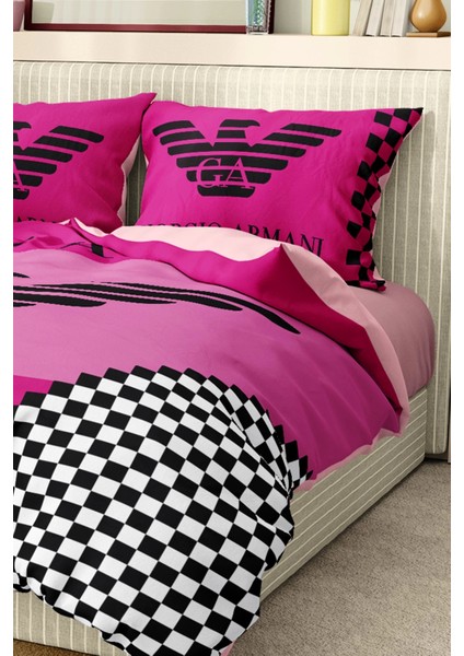 Marka Nevresim Takımı Çift Kişilik Pamuklu Saten Kumaş 6 Parça 3D Dijital Baskı Duvet Cover Set Model No:5