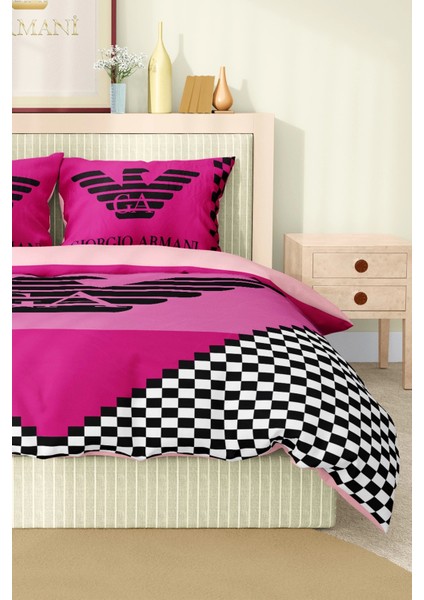 Marka Nevresim Takımı Çift Kişilik Pamuklu Saten Kumaş 6 Parça 3D Dijital Baskı Duvet Cover Set Model No:5