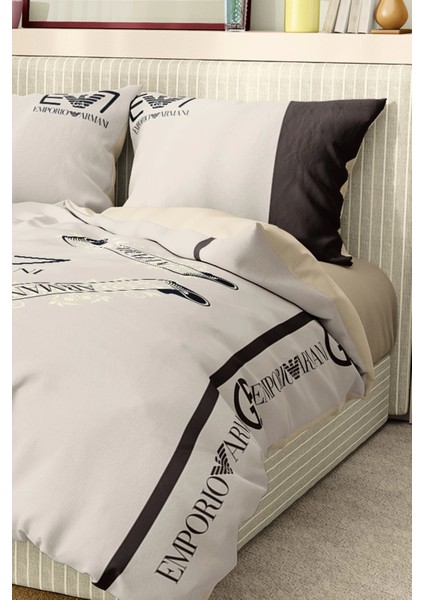 Marka Nevresim Takımı Çift Kişilik Pamuklu Saten Kumaş 6 Parça 3D Dijital Baskı Duvet Cover Set Model No:9