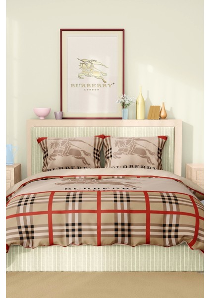 Marka Nevresim Takımı Çift Kişilik Pamuklu Saten Kumaş 6 Parça 3D Dijital Baskı Duvet Cover Set Model No:13