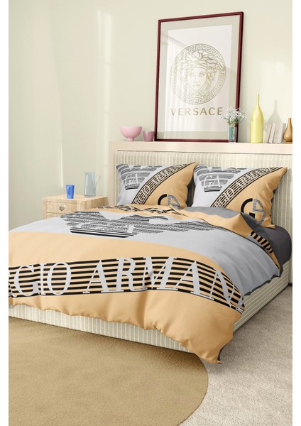 Marka Nevresim Takımı Çift Kişilik Pamuklu Saten Kumaş 6 Parça 3D Dijital Baskı Duvet Cover Set Model No:2