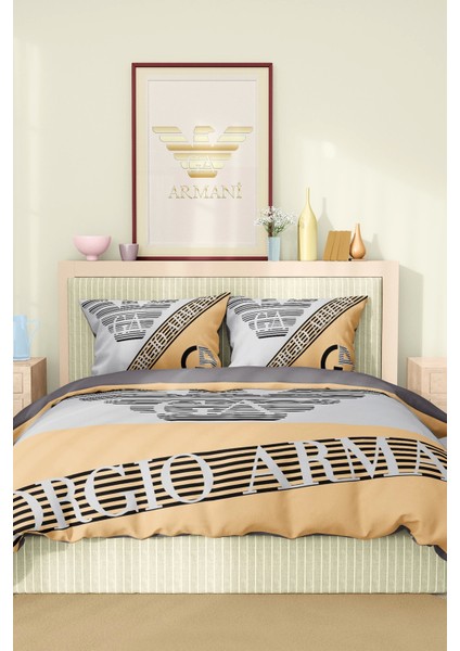 Marka Nevresim Takımı Çift Kişilik Pamuklu Saten Kumaş 6 Parça 3D Dijital Baskı Duvet Cover Set Model No:2