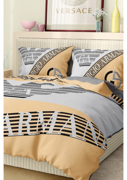 Marka Nevresim Takımı Çift Kişilik Pamuklu Saten Kumaş 6 Parça 3D Dijital Baskı Duvet Cover Set Model No:2