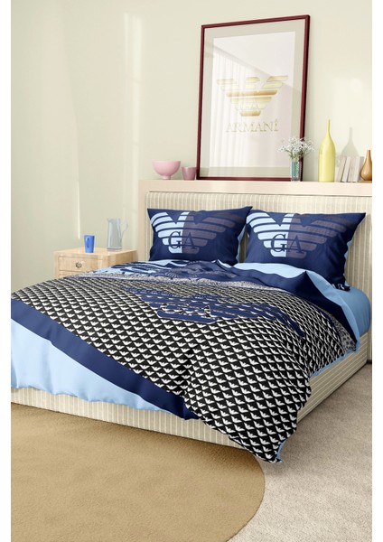 Marka Nevresim Takımı Çift Kişilik Pamuklu Saten Kumaş 6 Parça 3D Dijital Baskı Duvet Cover Set Model No:6
