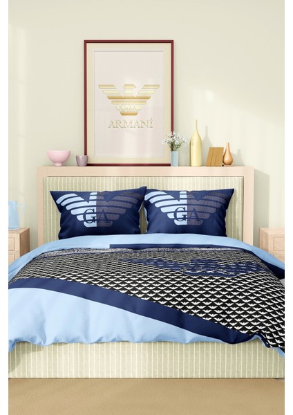 Marka Nevresim Takımı Çift Kişilik Pamuklu Saten Kumaş 6 Parça 3D Dijital Baskı Duvet Cover Set Model No:6