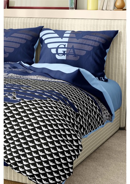 Marka Nevresim Takımı Çift Kişilik Pamuklu Saten Kumaş 6 Parça 3D Dijital Baskı Duvet Cover Set Model No:6