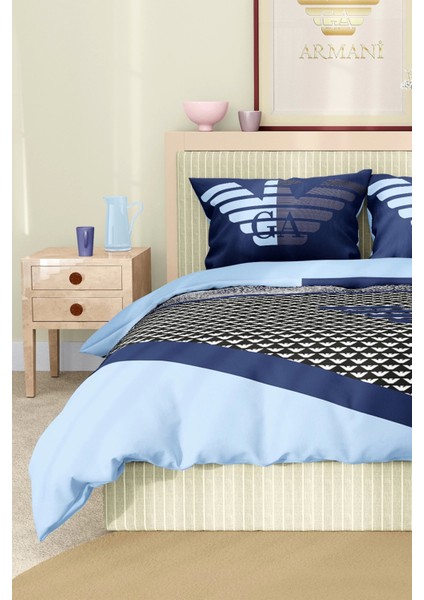 Marka Nevresim Takımı Çift Kişilik Pamuklu Saten Kumaş 6 Parça 3D Dijital Baskı Duvet Cover Set Model No:6