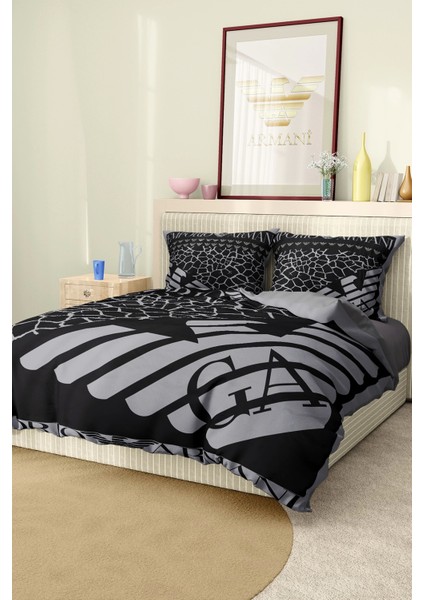 Marka Nevresim Takımı Çift Kişilik Pamuklu Saten Kumaş 6 Parça 3D Dijital Baskı Duvet Cover Set Model No:3
