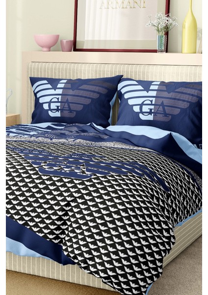 Marka Nevresim Takımı Çift Kişilik Pamuklu Saten Kumaş 6 Parça 3D Dijital Baskı Duvet Cover Set Model No:6