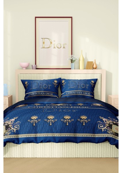 Marka Nevresim Takımı Çift Kişilik Pamuklu Saten Kumaş 6 Parça 3D Dijital Baskı Duvet Cover Set Model No:43