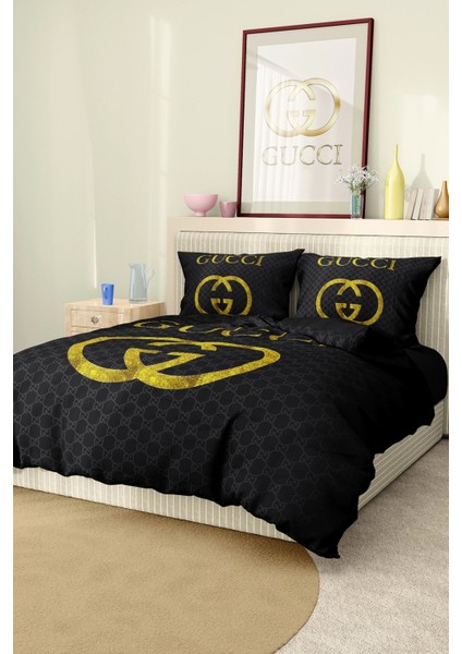 Marka Nevresim Takımı Çift Kişilik Pamuklu Saten Kumaş 6 Parça 3D Dijital Baskı Duvet Cover Set Model No:57