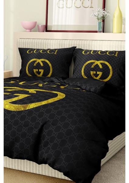 Marka Nevresim Takımı Çift Kişilik Pamuklu Saten Kumaş 6 Parça 3D Dijital Baskı Duvet Cover Set Model No:57