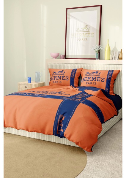 Marka Nevresim Takımı Çift Kişilik Pamuklu Saten Kumaş 6 Parça 3D Dijital Baskı Duvet Cover Set Model No:64