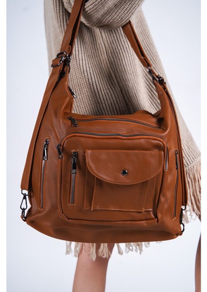 Kadın Yumuşak Deri Taba Hem Kol Hem Sırt Çantası fiyatları