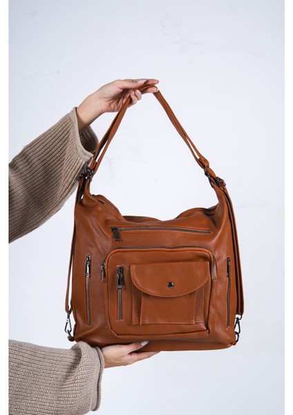 Kadın Yumuşak Deri Taba Hem Kol Hem Sırt Çantası fırsatları