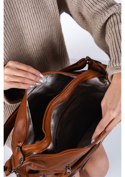 Kadın Yumuşak Deri Taba Hem Kol Hem Sırt Çantası indirimleri