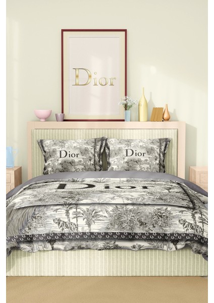 Marka Nevresim Takımı Çift Kişilik Pamuklu Saten Kumaş 6 Parça 3D Dijital Baskı Duvet Cover Set Model No:46