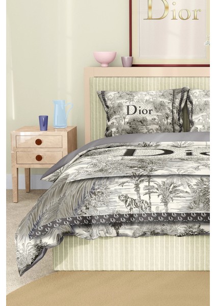 Marka Nevresim Takımı Çift Kişilik Pamuklu Saten Kumaş 6 Parça 3D Dijital Baskı Duvet Cover Set Model No:46