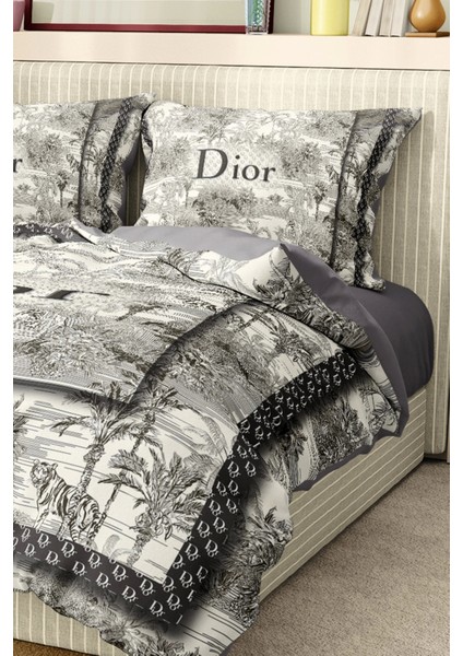 Marka Nevresim Takımı Çift Kişilik Pamuklu Saten Kumaş 6 Parça 3D Dijital Baskı Duvet Cover Set Model No:46