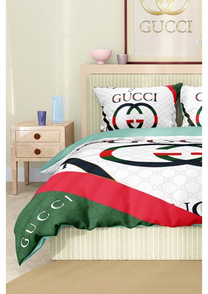 Marka Nevresim Takımı Çift Kişilik Pamuklu Saten Kumaş 6 Parça 3D Dijital Baskı Duvet Cover Set Model No:53