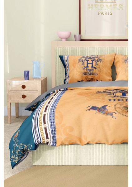 Marka Nevresim Takımı Çift Kişilik Pamuklu Saten Kumaş 6 Parça 3D Dijital Baskı Duvet Cover Set Model No:60
