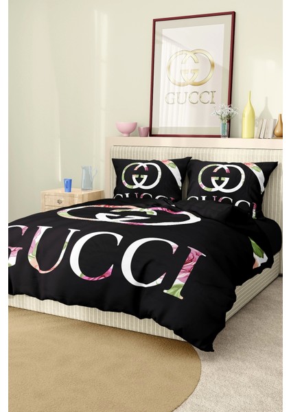 Marka Nevresim Takımı Çift Kişilik Pamuklu Saten Kumaş 6 Parça 3D Dijital Baskı Duvet Cover Set Model No:54