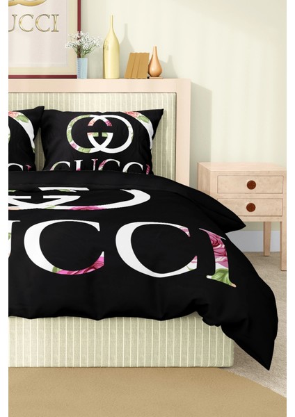 Marka Nevresim Takımı Çift Kişilik Pamuklu Saten Kumaş 6 Parça 3D Dijital Baskı Duvet Cover Set Model No:54