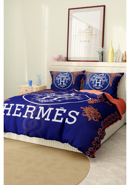 Marka Nevresim Takımı Çift Kişilik Pamuklu Saten Kumaş 6 Parça 3D Dijital Baskı Duvet Cover Set Model No:62