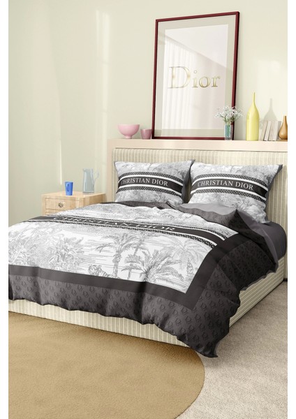 Marka Nevresim Takımı Çift Kişilik Pamuklu Saten Kumaş 6 Parça 3D Dijital Baskı Duvet Cover Set Model No:48
