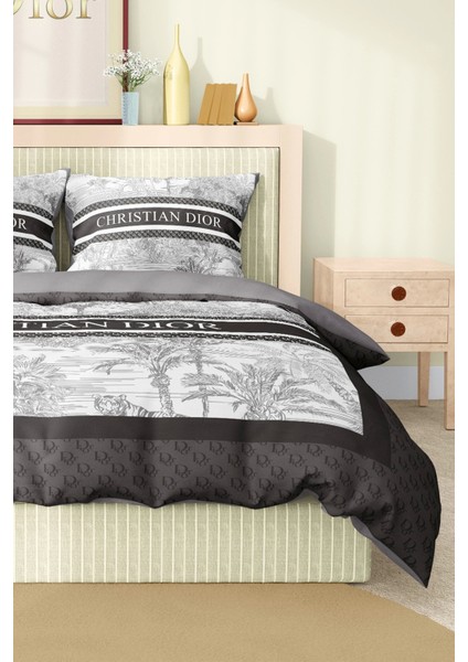 Marka Nevresim Takımı Çift Kişilik Pamuklu Saten Kumaş 6 Parça 3D Dijital Baskı Duvet Cover Set Model No:48 modelleri