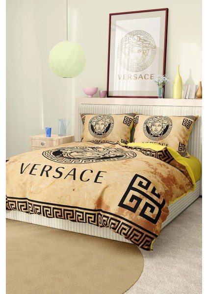 Marka Nevresim Takımı Çift Kişilik Pamuklu Saten Kumaş 6 Parça 3D Dijital Baskı Duvet Cover Set Model No:88