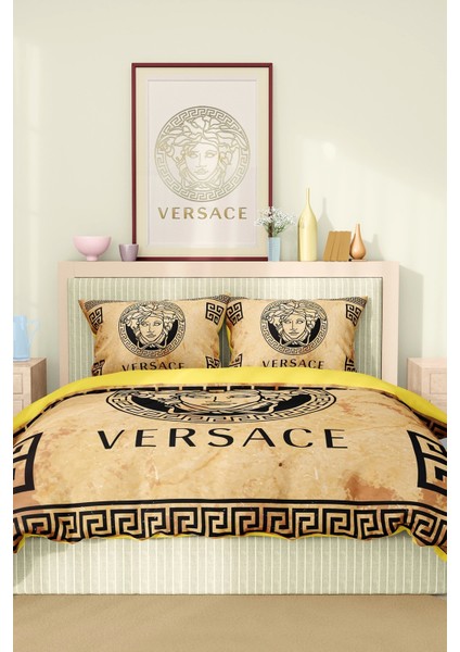 Marka Nevresim Takımı Çift Kişilik Pamuklu Saten Kumaş 6 Parça 3D Dijital Baskı Duvet Cover Set Model No:88