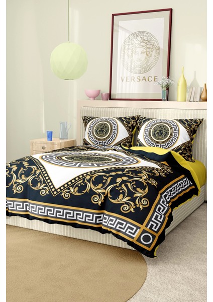 Marka Nevresim Takımı Çift Kişilik Pamuklu Saten Kumaş 6 Parça 3D Dijital Baskı Duvet Cover Set Model No:89