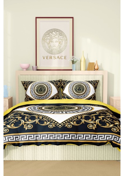 Marka Nevresim Takımı Çift Kişilik Pamuklu Saten Kumaş 6 Parça 3D Dijital Baskı Duvet Cover Set Model No:89