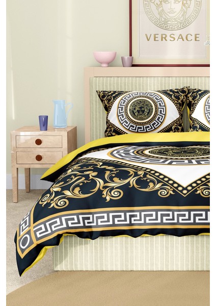 Marka Nevresim Takımı Çift Kişilik Pamuklu Saten Kumaş 6 Parça 3D Dijital Baskı Duvet Cover Set Model No:89